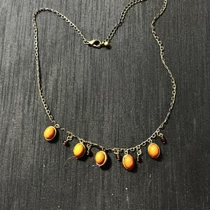 Unbranded Carnelian Agate Small Cabochons with Amber Beads 16-18"
